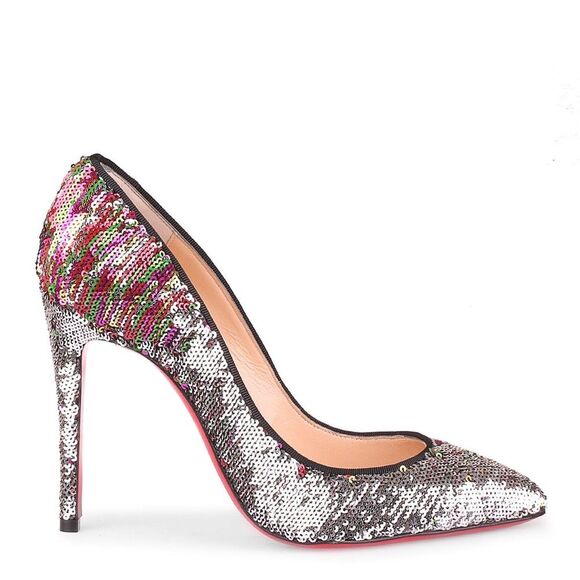 Christian Louboutin Pigalle Follies Pumps Silver and Multicolor Sequin 100 39.5 - Picture 11 of 11
